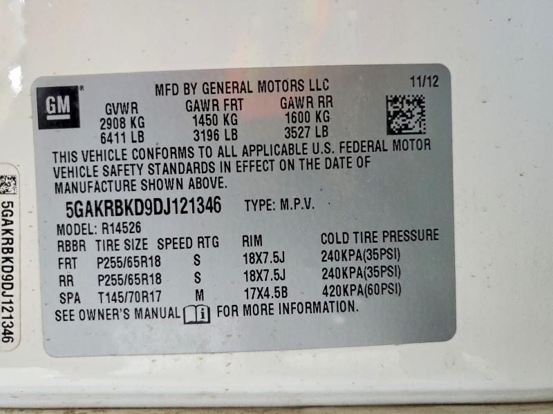 Aukcja sprzedaży 2013 Buick Enclave, vin: 5GAKRBKD9DJ121346, numer aukcji: 46371956