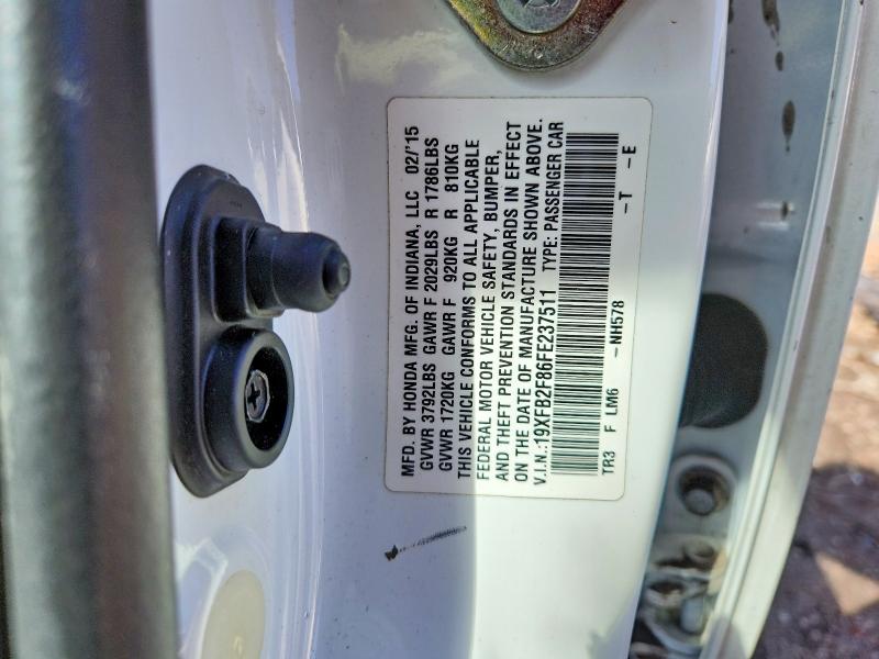 Aukcja sprzedaży 2015 Honda Civic, vin: 19XFB2F86FE237511, numer aukcji: 47383506