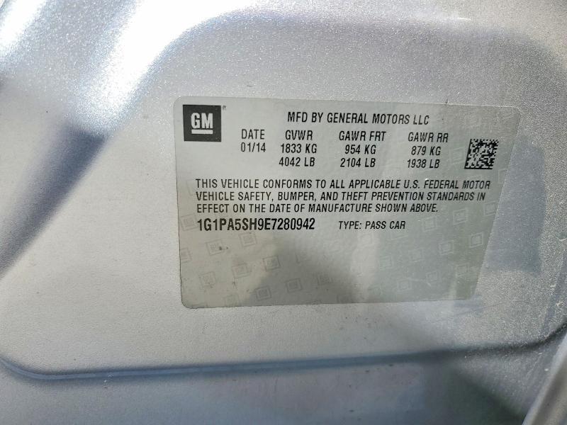 Продажа на аукционе авто 2014 Chevrolet Cruze, vin: 1G1PA5SH9E7280942, номер лота: 42061556