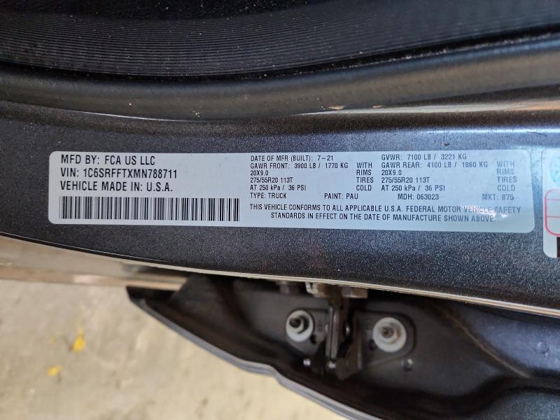 Продаж на аукціоні авто 2021 Ram 1500, vin: 1C6SRFFTXMN788711, номер лоту: 79796605