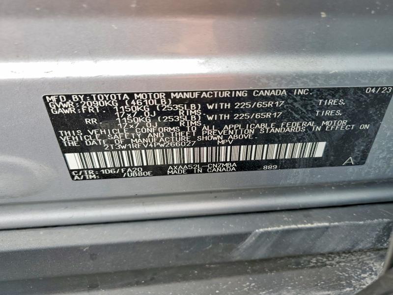 Продажа на аукционе авто 2023 Toyota Rav4, vin: 2T3W1RFV4PW266027, номер лота: 42045696