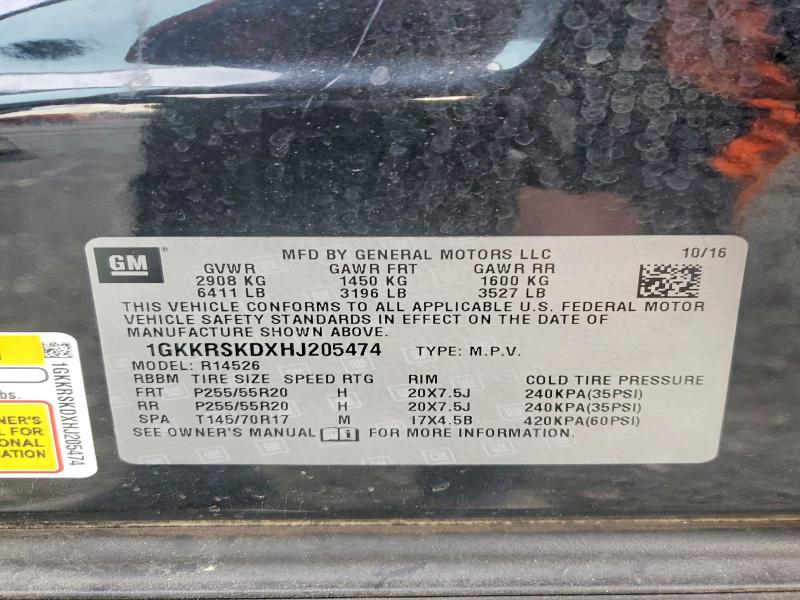 46636716 :رقم المزاد ، 1GKKRSKDXHJ205474 vin ، 2017 Gmc Acadia Limited مزاد بيع