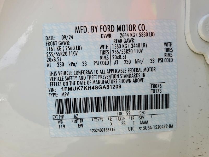 Продаж на аукціоні авто 2025 Ford Explorer, vin: 1FMUK7KH4SGA81209, номер лоту: 79092265