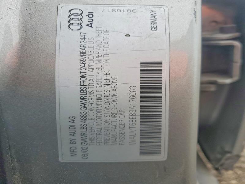 Продажа на аукционе авто 2003 Audi A4, vin: WAUVT68E83A176063, номер лота: 41983336