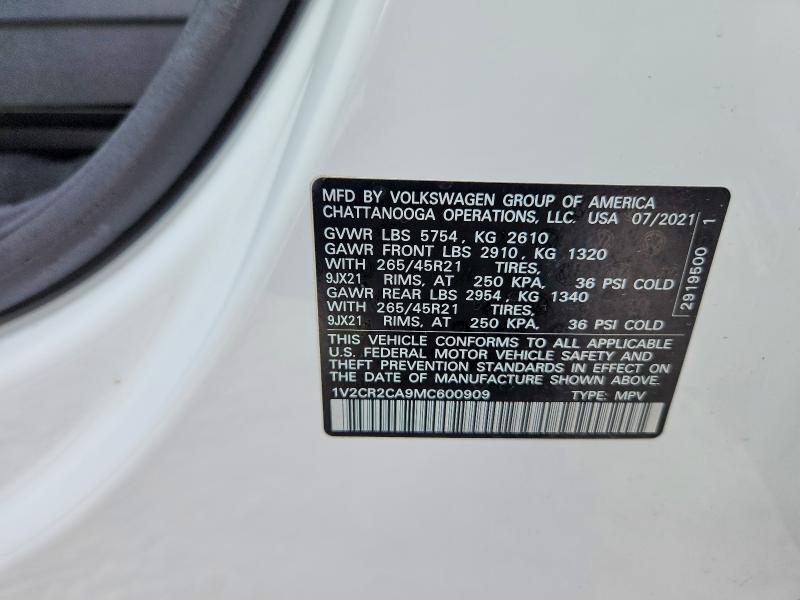 Aukcja sprzedaży 2021 Volkswagen Atlas, vin: 1V2CR2CA9MC600909, numer aukcji: 41776566