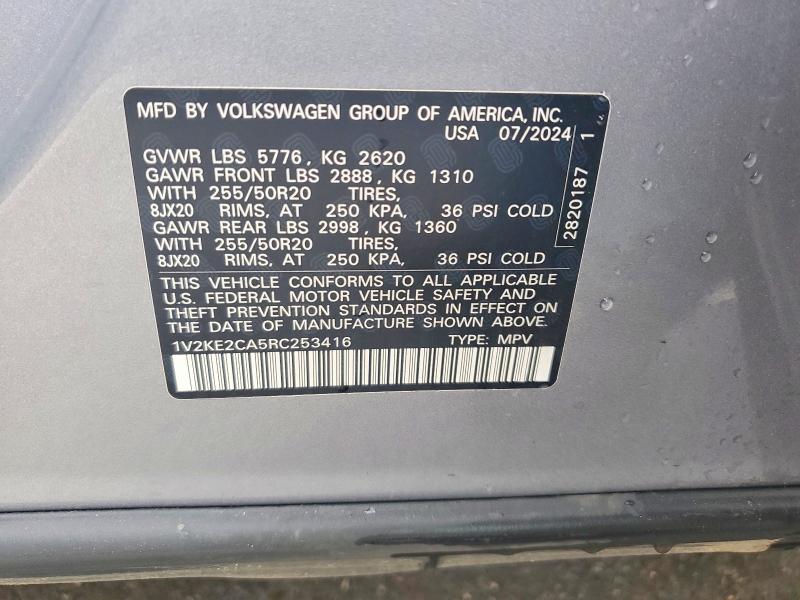 Aukcja sprzedaży 2024 Volkswagen Atlas Cross Sport, vin: 1V2KE2CA5RC253416, numer aukcji: 45499886