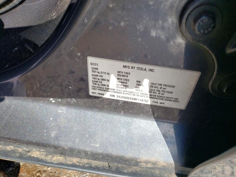 Продажа на аукционе авто 2021 Tesla Model Y, vin: 5YJYGDEE8MF118752, номер лота: 46271996