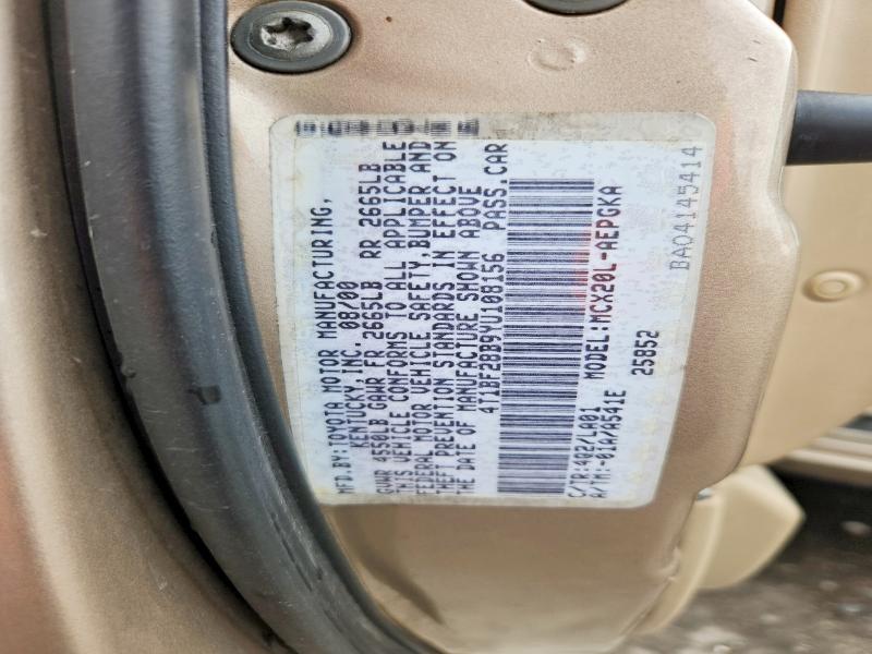 46054286 :رقم المزاد ، 4T1BF28B9YU108156 vin ، 2000 Toyota Avalon مزاد بيع