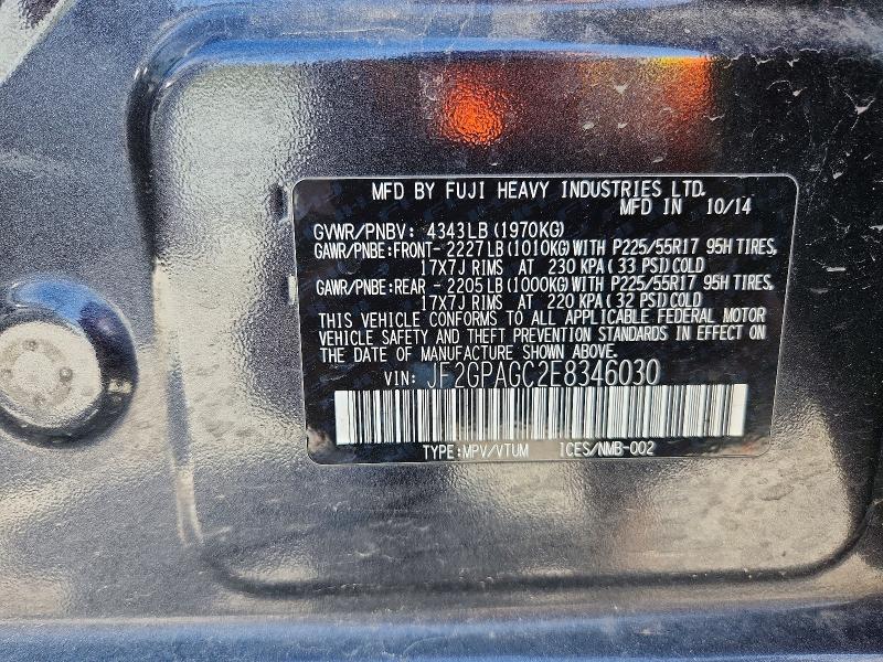46925306 :رقم المزاد ، JF2GPAGC2E8346030 vin ، 2014 Subaru Xv Crosstrek مزاد بيع