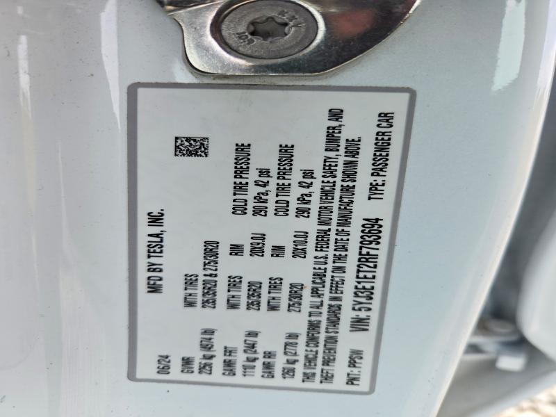 2024 Tesla Model 3 მანქანა იყიდება აუქციონზე, vin: 5YJ3E1ET2RF793694, აუქციონის ნომერი: 48364376
