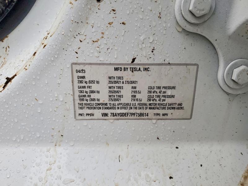 2023 Tesla Model Y მანქანა იყიდება აუქციონზე, vin: 7SAYGDEF7PF758614, აუქციონის ნომერი: 47539346