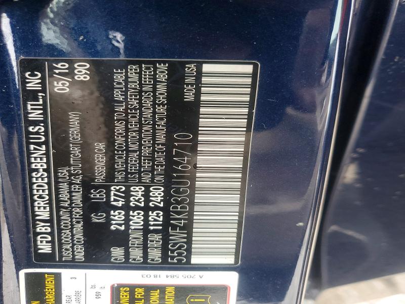 Продажа на аукционе авто 2016 Mercedes-benz C, vin: 55SWF4KB3GU164710, номер лота: 79573995