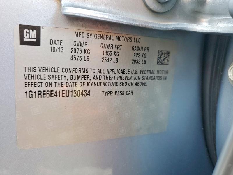 2014 Chevrolet Volt მანქანა იყიდება აუქციონზე, vin: 1G1RE6E41EU130434, აუქციონის ნომერი: 46167396