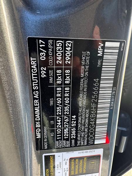 47784446 :رقم المزاد ، WDC0G4KB6HF256664 vin ، 2017 Mercedes-benz Glc مزاد بيع