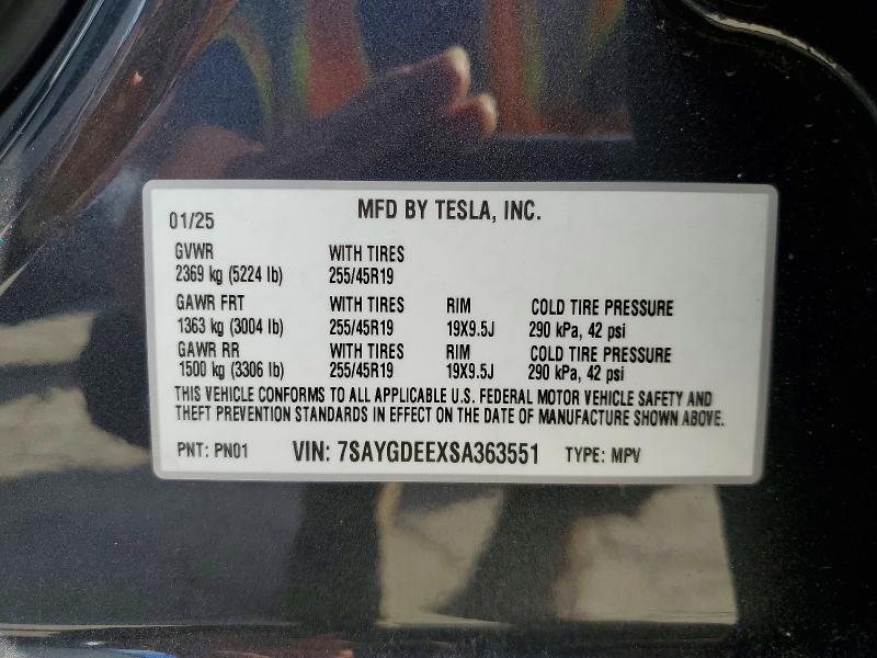 2025 Tesla Model Y მანქანა იყიდება აუქციონზე, vin: 7SAYGDEEXSA363551, აუქციონის ნომერი: 79834085