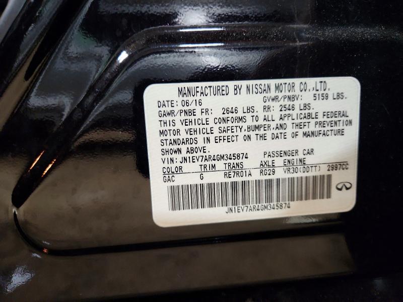 Aukcja sprzedaży 2016 Infiniti Q50, vin: JN1EV7AR4GM345874, numer aukcji: 79458325