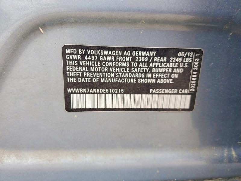 Продаж на аукціоні авто 2013 Volkswagen Cc, vin: WVWBN7AN8DE510215, номер лоту: 46931466