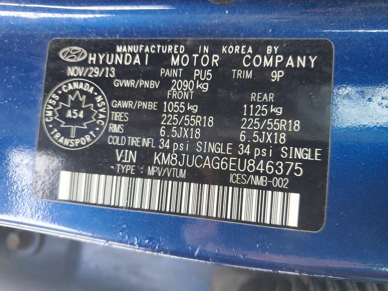 Продажа на аукционе авто 2014 Hyundai Tucson, vin: KM8JUCAG6EU846375, номер лота: 45803316