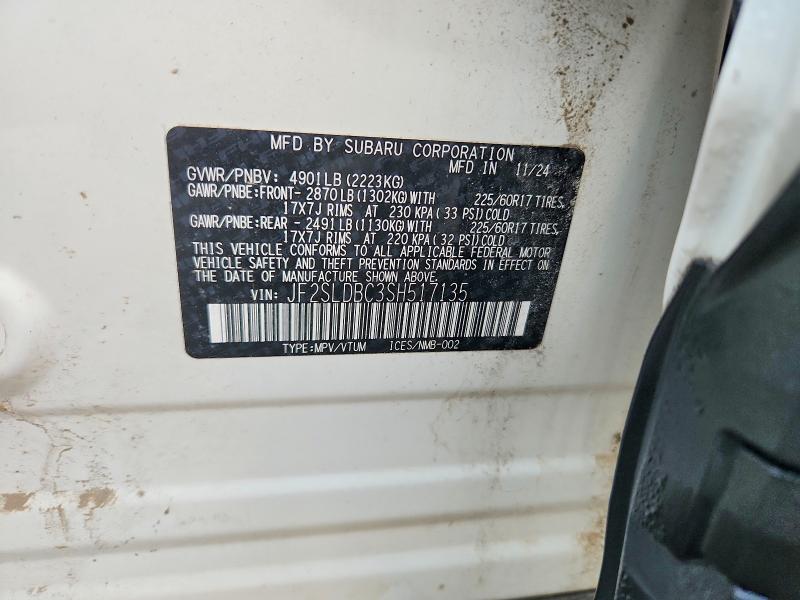 2025 Subaru Forester მანქანა იყიდება აუქციონზე, vin: JF2SLDBC3SH517135, აუქციონის ნომერი: 79666895
