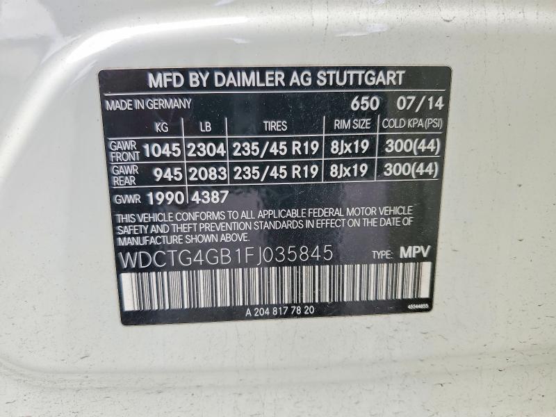 Продаж на аукціоні авто 2015 Mercedes-benz Gla, vin: WDCTG4GB1FJ035845, номер лоту: 79758315