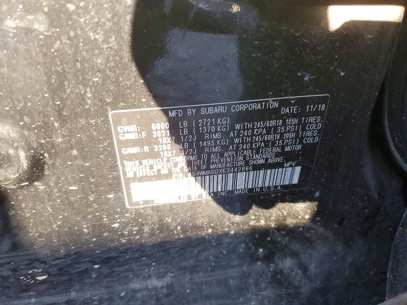 47174846 :رقم المزاد ، 4S4WMABDXK3442866 vin ، 2019 Subaru Ascent مزاد بيع