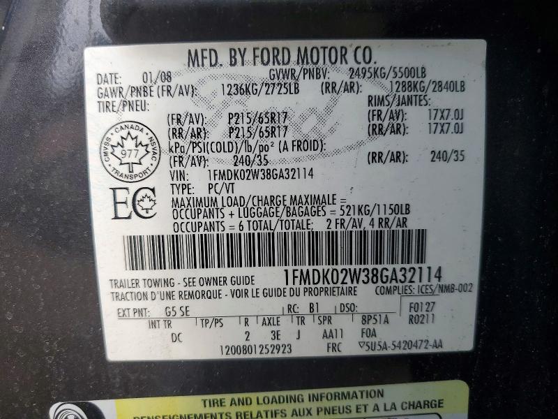 Aukcja sprzedaży 2008 Ford Taurus X, vin: 1FMDK02W38GA32114, numer aukcji: 79722345