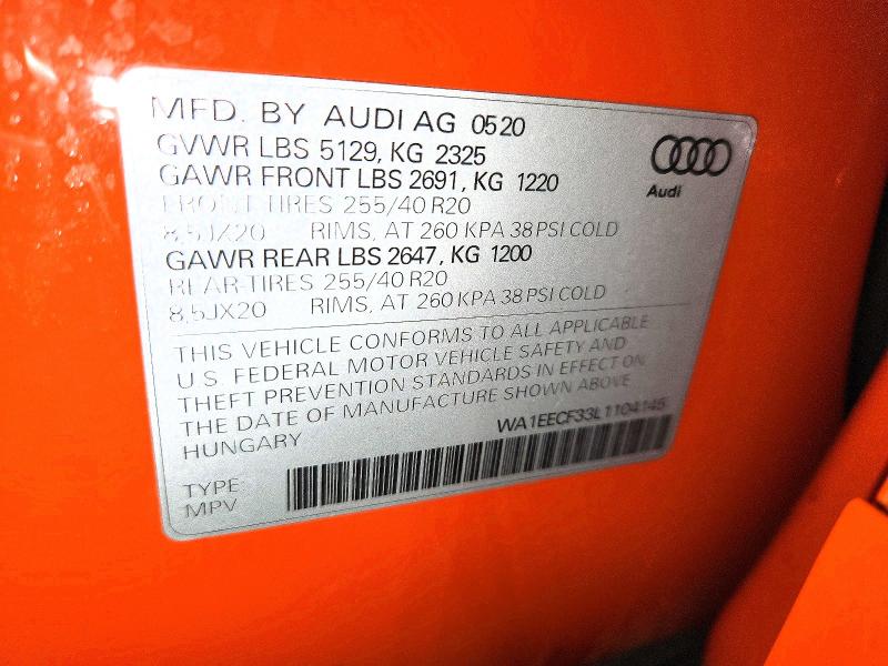Продажа на аукционе авто 2020 Audi Q3, vin: WA1EECF33L1104145, номер лота: 79157575