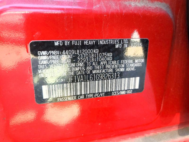 Продажа на аукционе авто 2016 Subaru Wrx, vin: JF1VA1L61G9826313, номер лота: 47459506