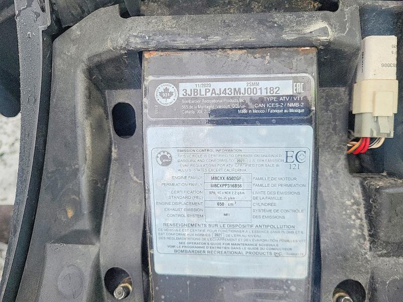 45727556 :رقم المزاد ، 3JBLPAJ43MJ001182 vin ، 2021 Can-am Outlander Max 650 Ef مزاد بيع