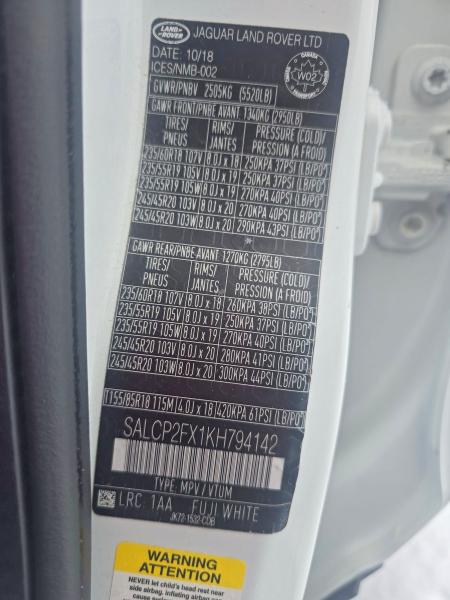 Продаж на аукціоні авто 2019 Land Rover Discovery Sport, vin: SALCP2FX1KH794142, номер лоту: 47003496