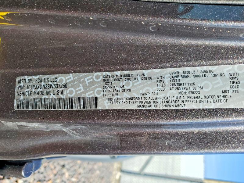 Продажа на аукционе авто 2025 Jeep Wrangler, vin: 1C4PJXDN3SW637250, номер лота: 47002116
