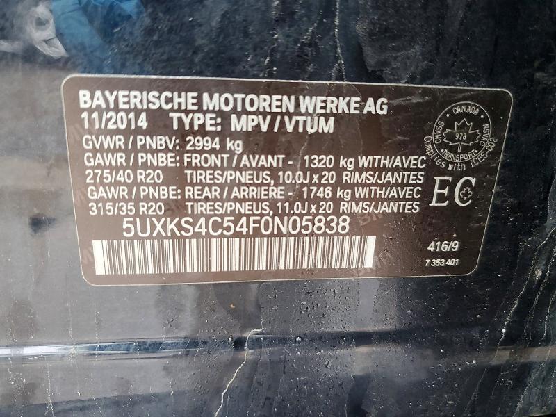 Продаж на аукціоні авто 2015 Bmw X5, vin: 5UXKS4C54F0N05838, номер лоту: 41936276