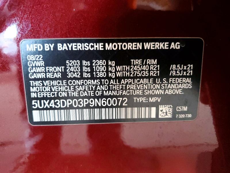 Продажа на аукционе авто 2023 Bmw X3, vin: 5UX43DP03P9N60072, номер лота: 46402496
