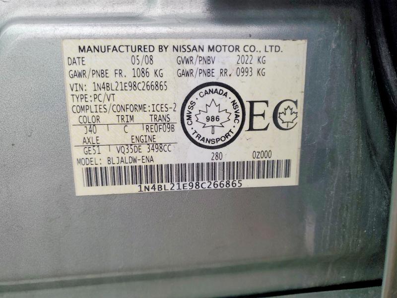 Продажа на аукционе авто 2008 Nissan Altima, vin: 1N4BL21E98C266865, номер лота: 79897775