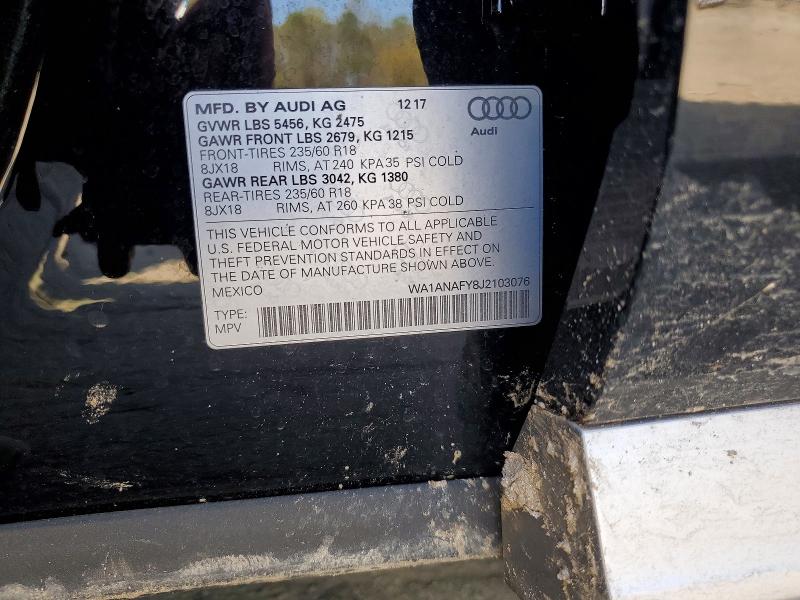 Продажа на аукционе авто 2018 Audi Q5, vin: WA1ANAFY8J2103076, номер лота: 46852756