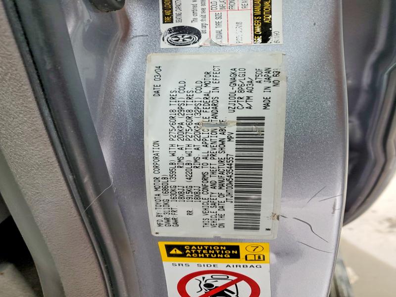 79828805 :رقم المزاد ، JTJHT00W543544557 vin ، 2004 Lexus Lx 470 مزاد بيع