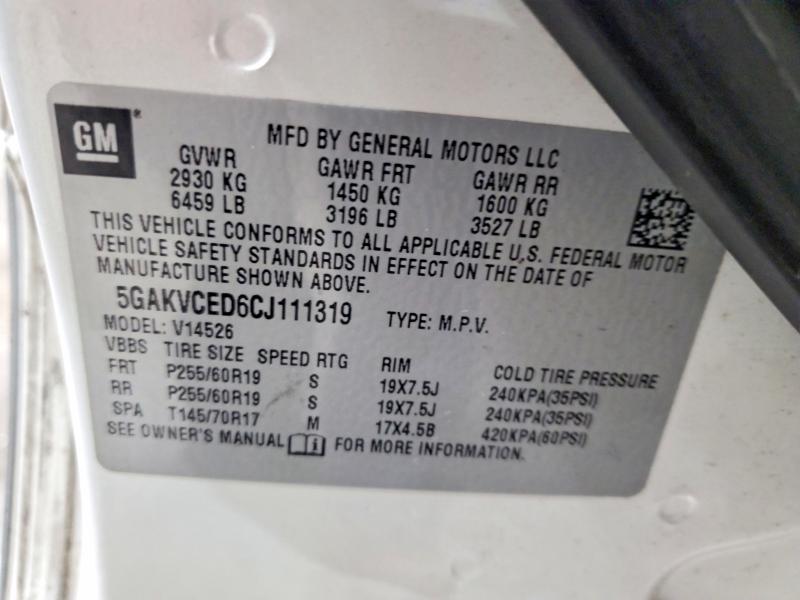 Продаж на аукціоні авто 2012 Buick Enclave, vin: 5GAKVCED6CJ111319, номер лоту: 79724395