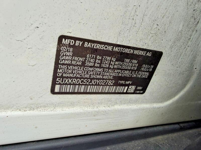 2018 Bmw X5 მანქანა იყიდება აუქციონზე, vin: 5UXKR0C52J0Y02782, აუქციონის ნომერი: 47381796