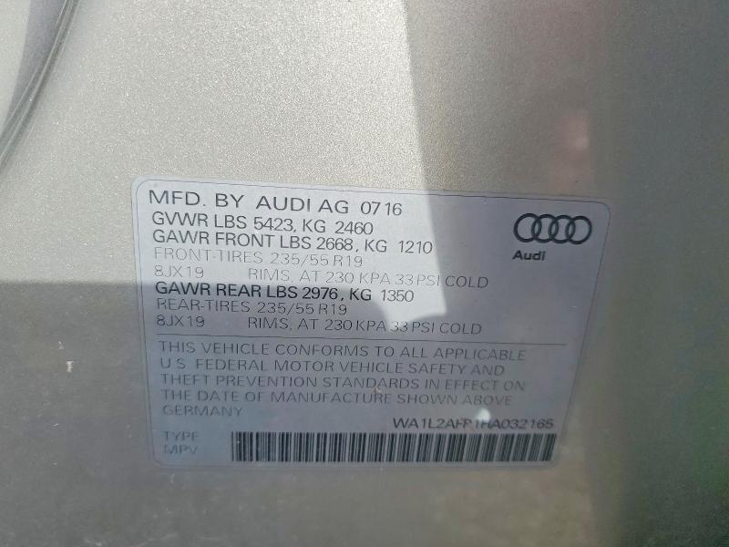 Aukcja sprzedaży 2017 Audi Q5, vin: WA1L2AFP1HA032165, numer aukcji: 46239676