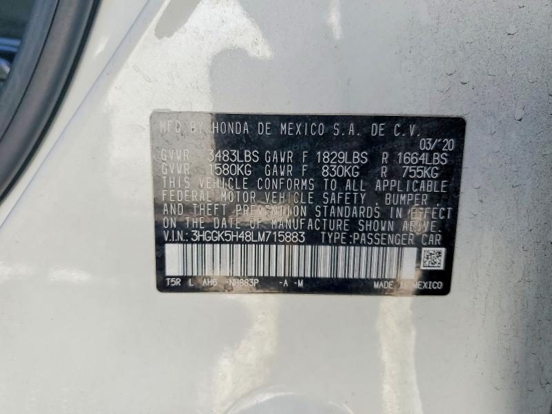 45713416 :رقم المزاد ، 3HGGK5H48LM715883 vin ، 2020 Honda Fit مزاد بيع