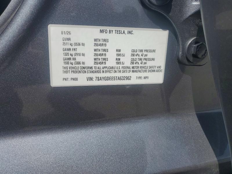 Продажа на аукционе авто 2026 Tesla Model Y, vin: 7SAYGDEE5TA632962, номер лота: 48416276