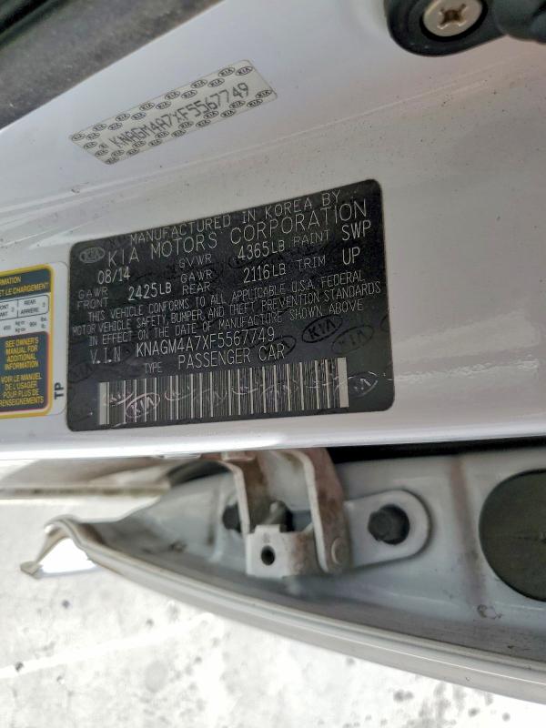 Продажа на аукционе авто 2015 Kia Optima, vin: KNAGM4A7XF5567749, номер лота: 47276056