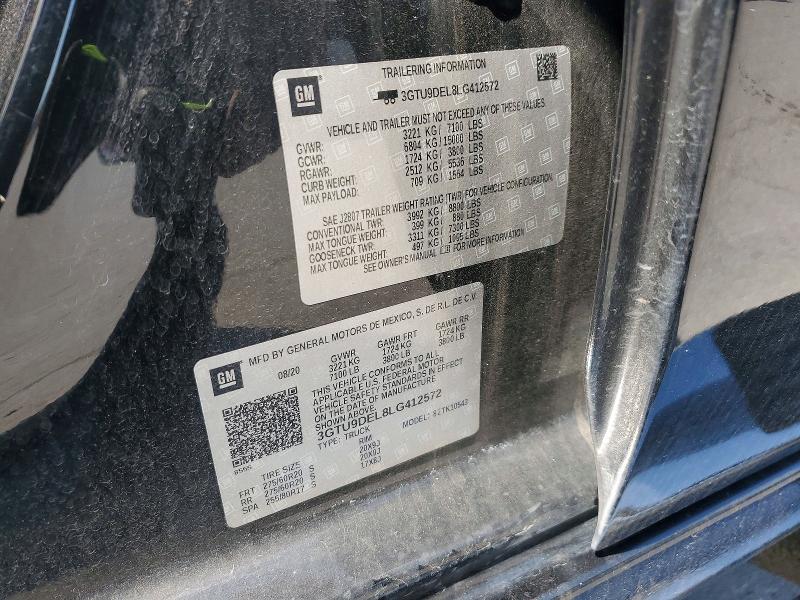 47823766 :رقم المزاد ، 3GTU9DEL8LG412572 vin ، 2020 Gmc Sierra مزاد بيع