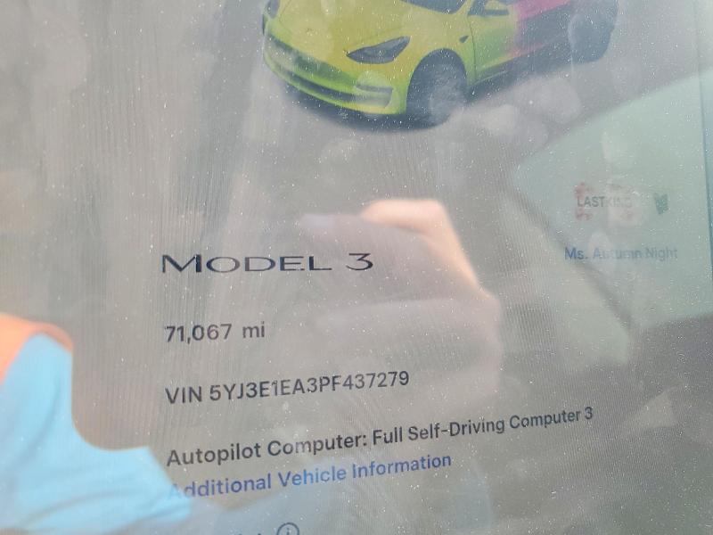 Aukcja sprzedaży 2023 Tesla Model 3, vin: 5YJ3E1EA3PF437279, numer aukcji: 46484396