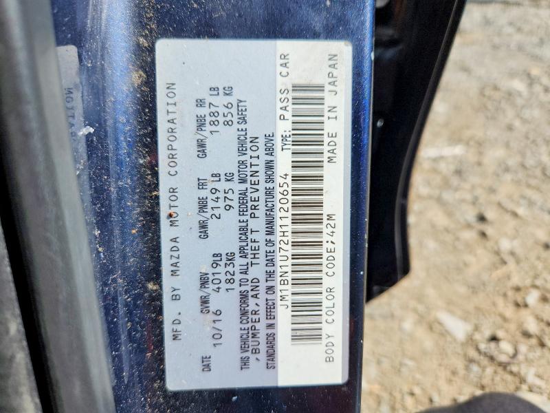 45889916 :رقم المزاد ، JM1BN1U72H1120654 vin ، 2017 Mazda 3 مزاد بيع