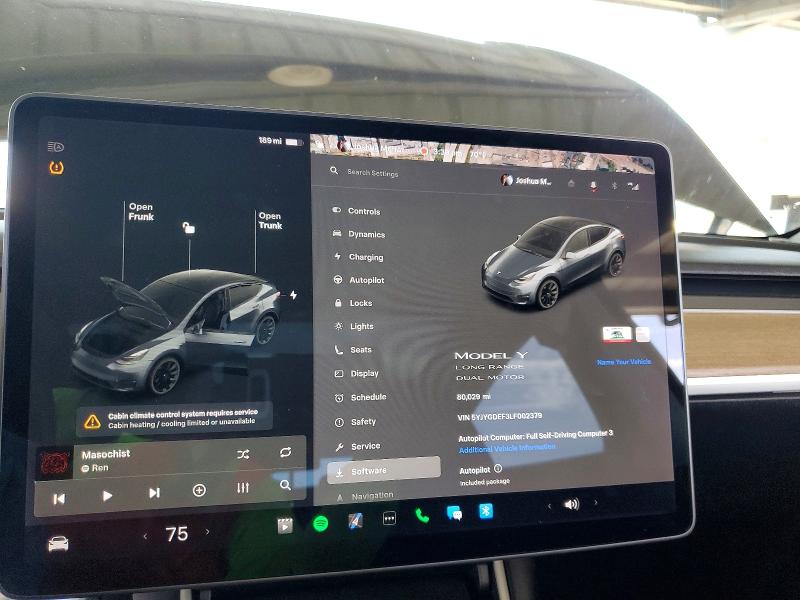 2020 Tesla Model Y მანქანა იყიდება აუქციონზე, vin: 5YJYGDEF3LF002379, აუქციონის ნომერი: 47255936