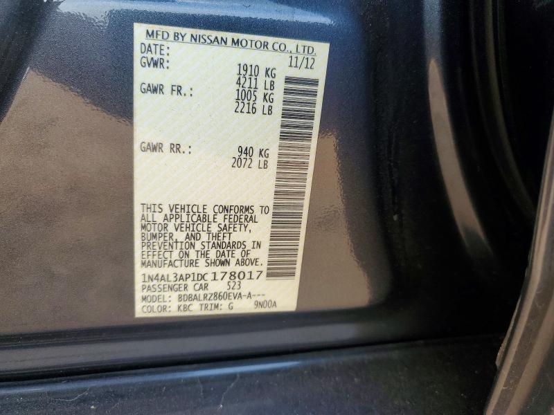 Продажа на аукционе авто 2013 Nissan Altima, vin: 1N4AL3AP1DC178017, номер лота: 45555756