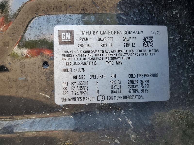 Продажа на аукционе авто 2021 Buick Encore, vin: KL4CJASB3MB347115, номер лота: 47220036