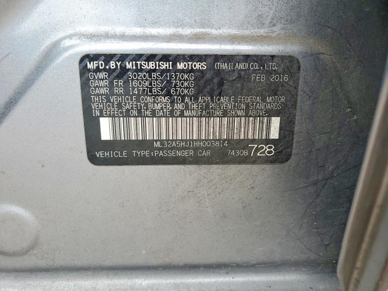 Aukcja sprzedaży 2017 Mitsubishi Mirage, vin: ML32A5HJ1HH003814, numer aukcji: 45498716