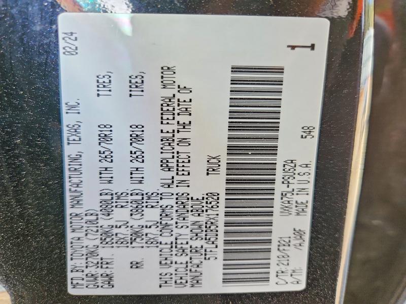 Aukcja sprzedaży 2024 Toyota Tundra, vin: 5TFLA5DB5RX176520, numer aukcji: 47927606
